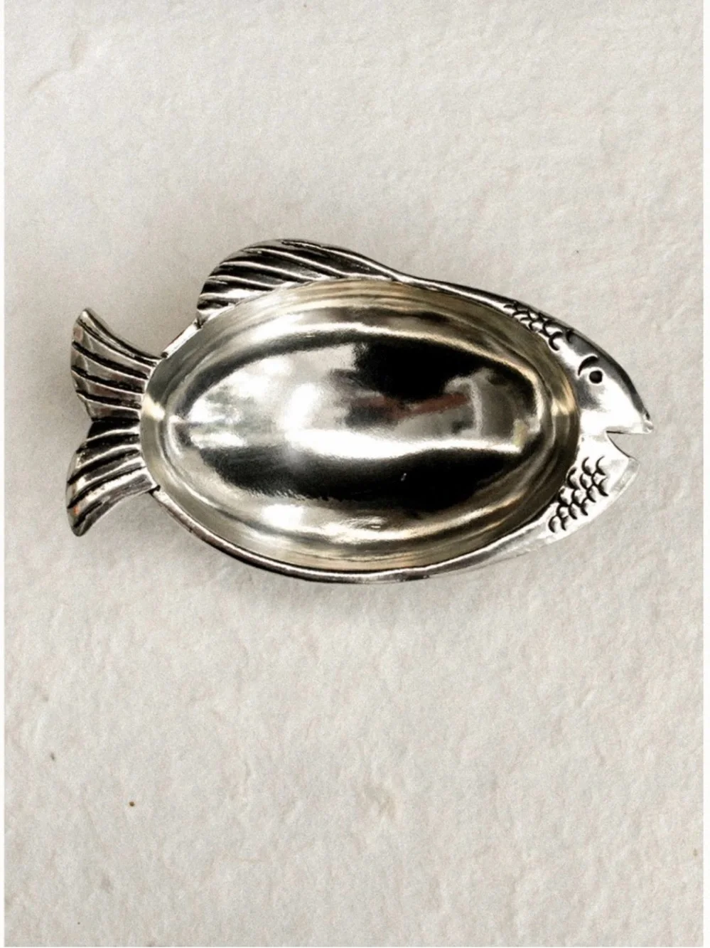 LEIF Pewter olive dish, fish shaped